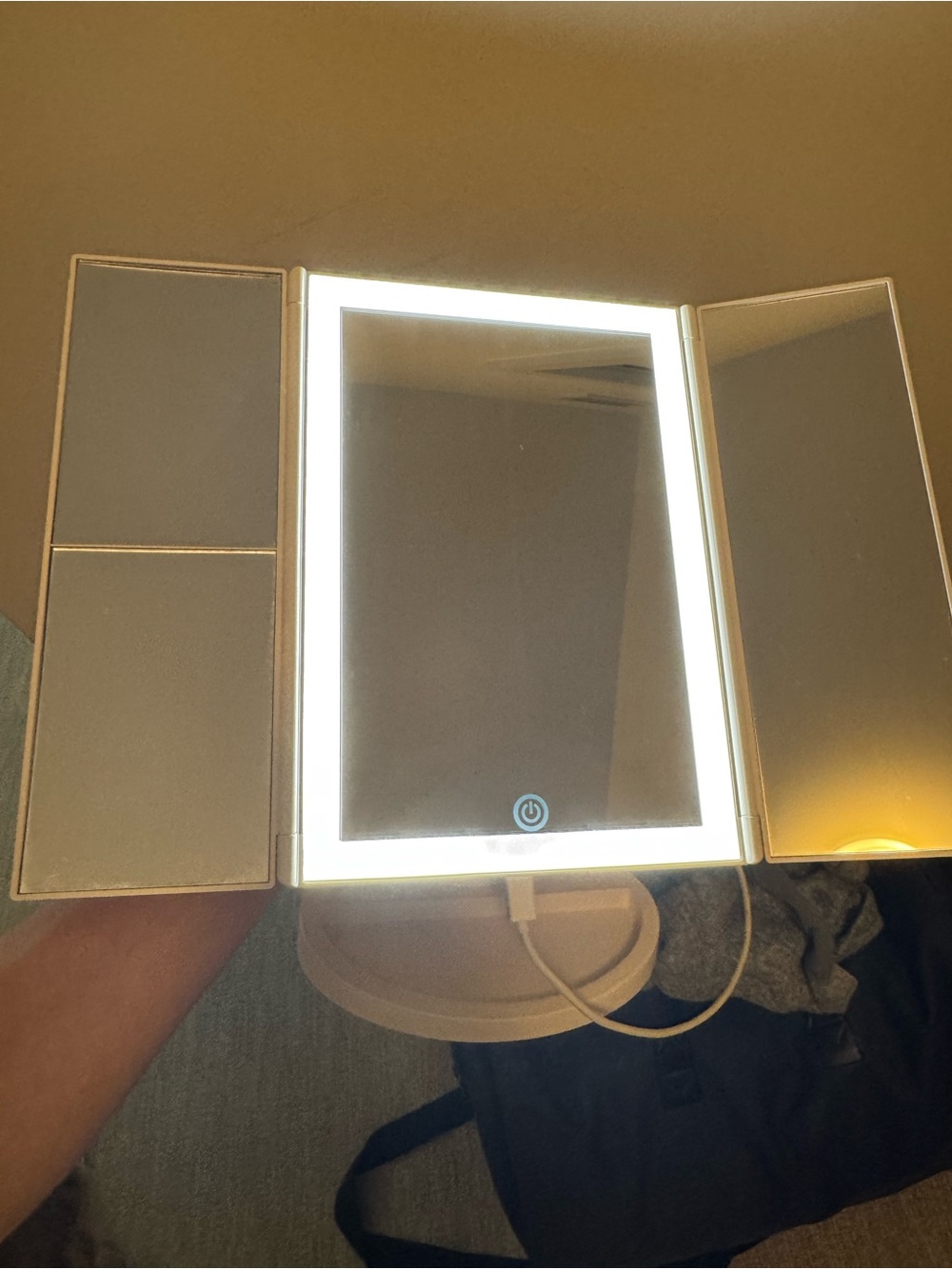 Amazon LED Tri-Fold Vanity Mirror in White